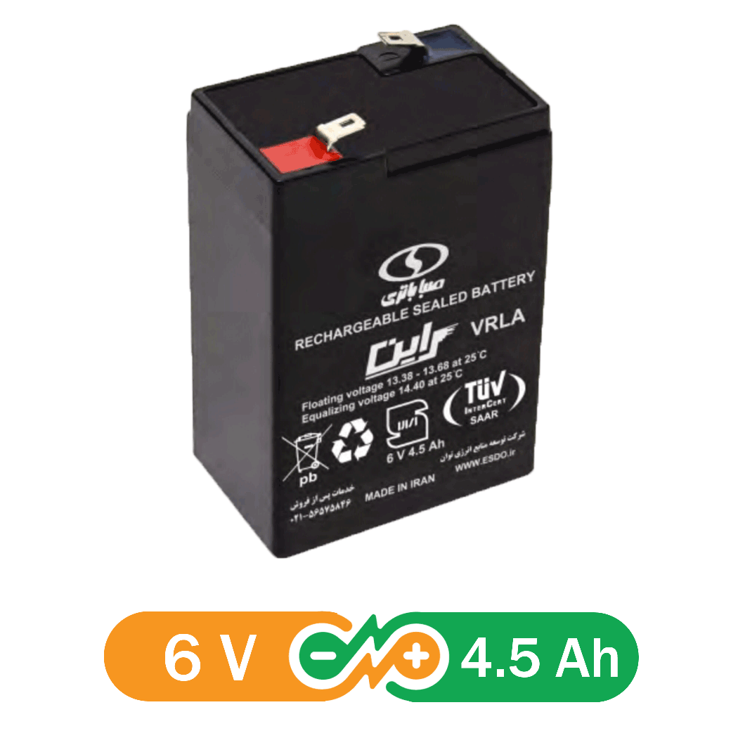 باتری یو پی اس 6 ولت 4.5 امپر صباباتری